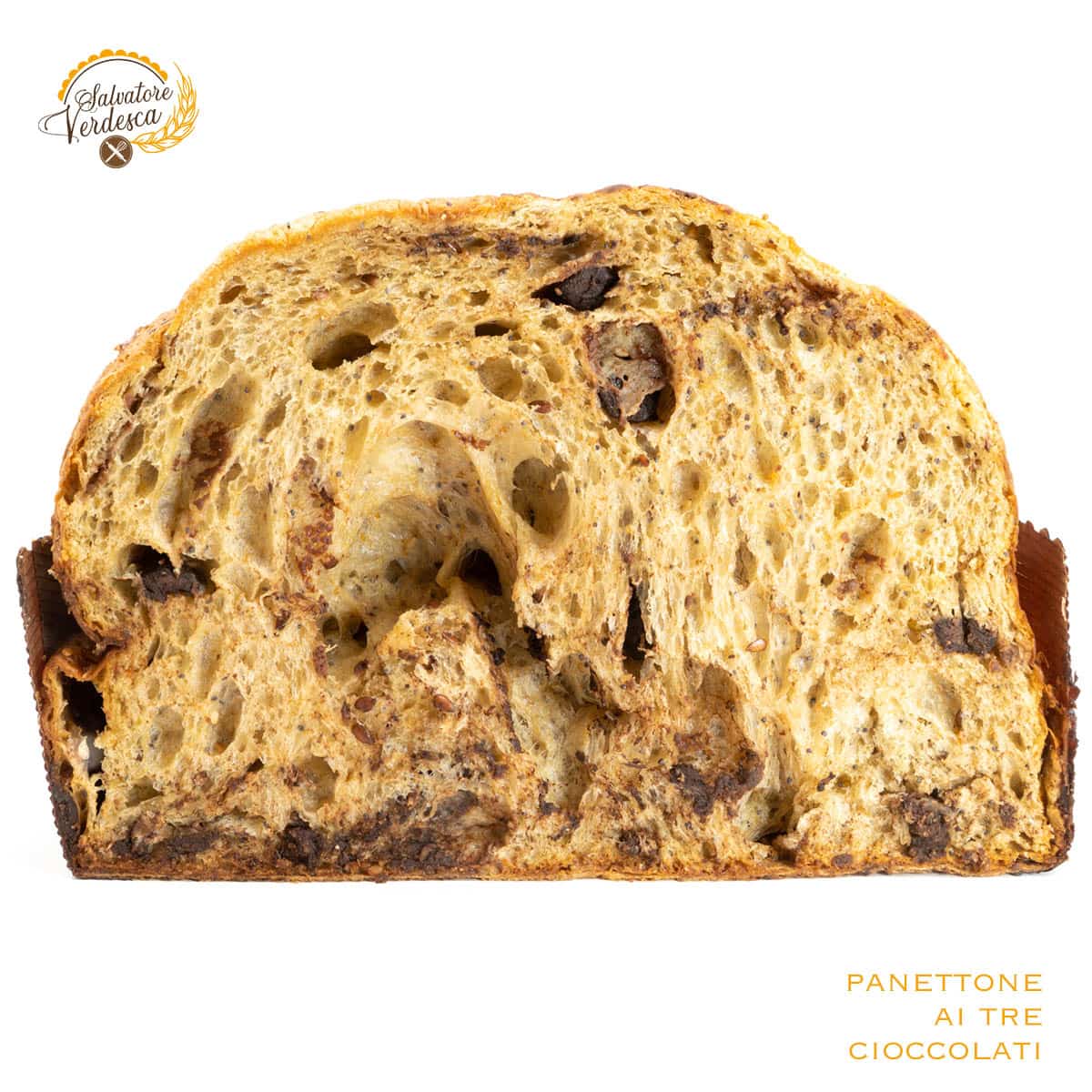 Panettone artigianale ai 3 cioccolati - 1 KG. - Salvatore Verdesca