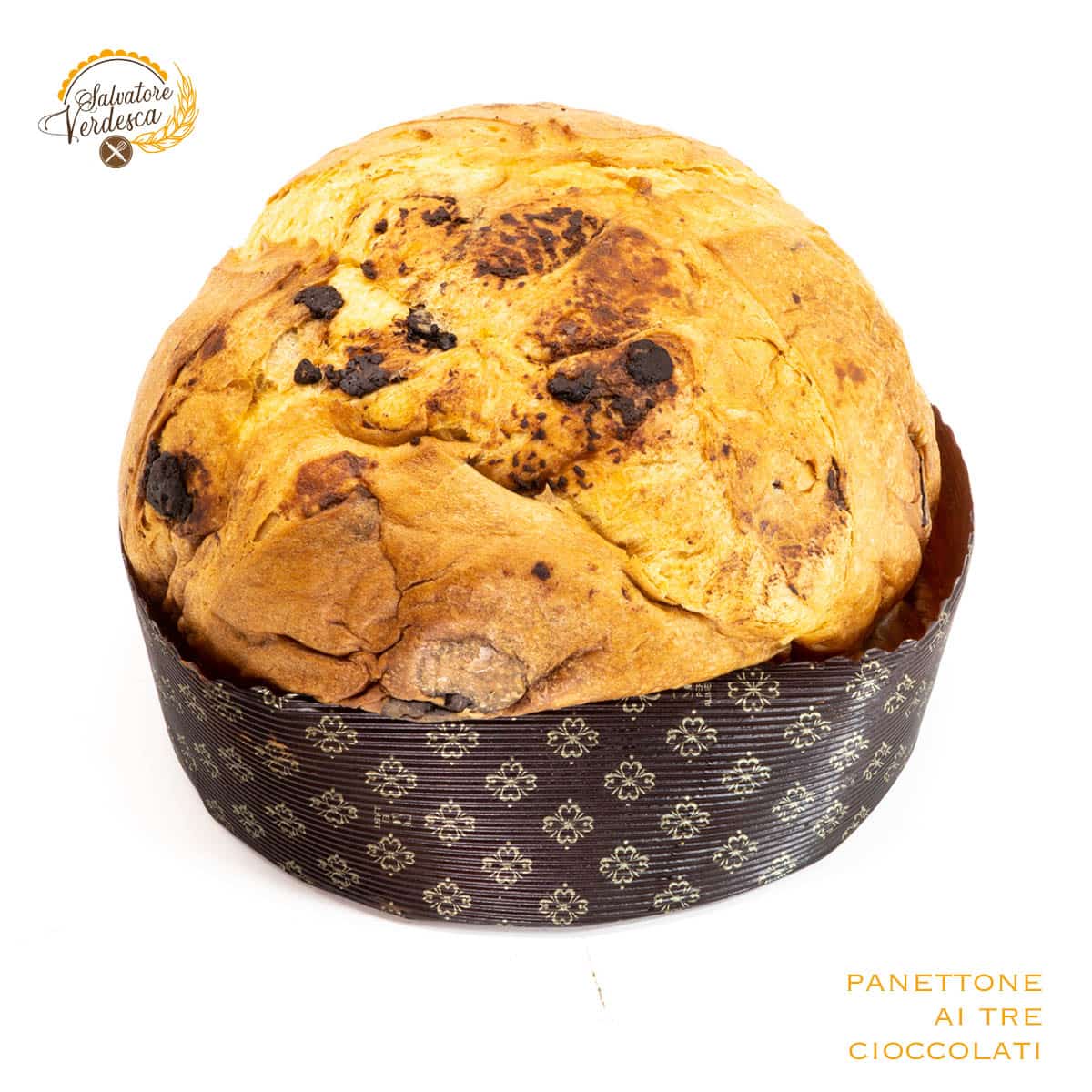Panettone artigianale ai 3 cioccolati - 1 KG. - Salvatore Verdesca