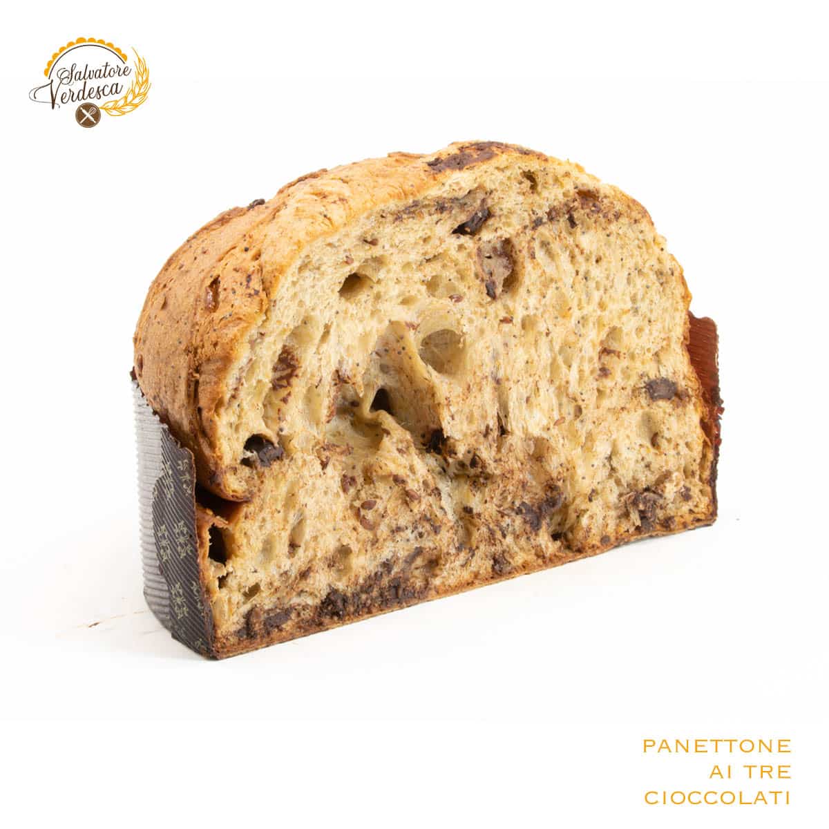 Panettone artigianale ai 3 cioccolati - 1 KG. - Salvatore Verdesca