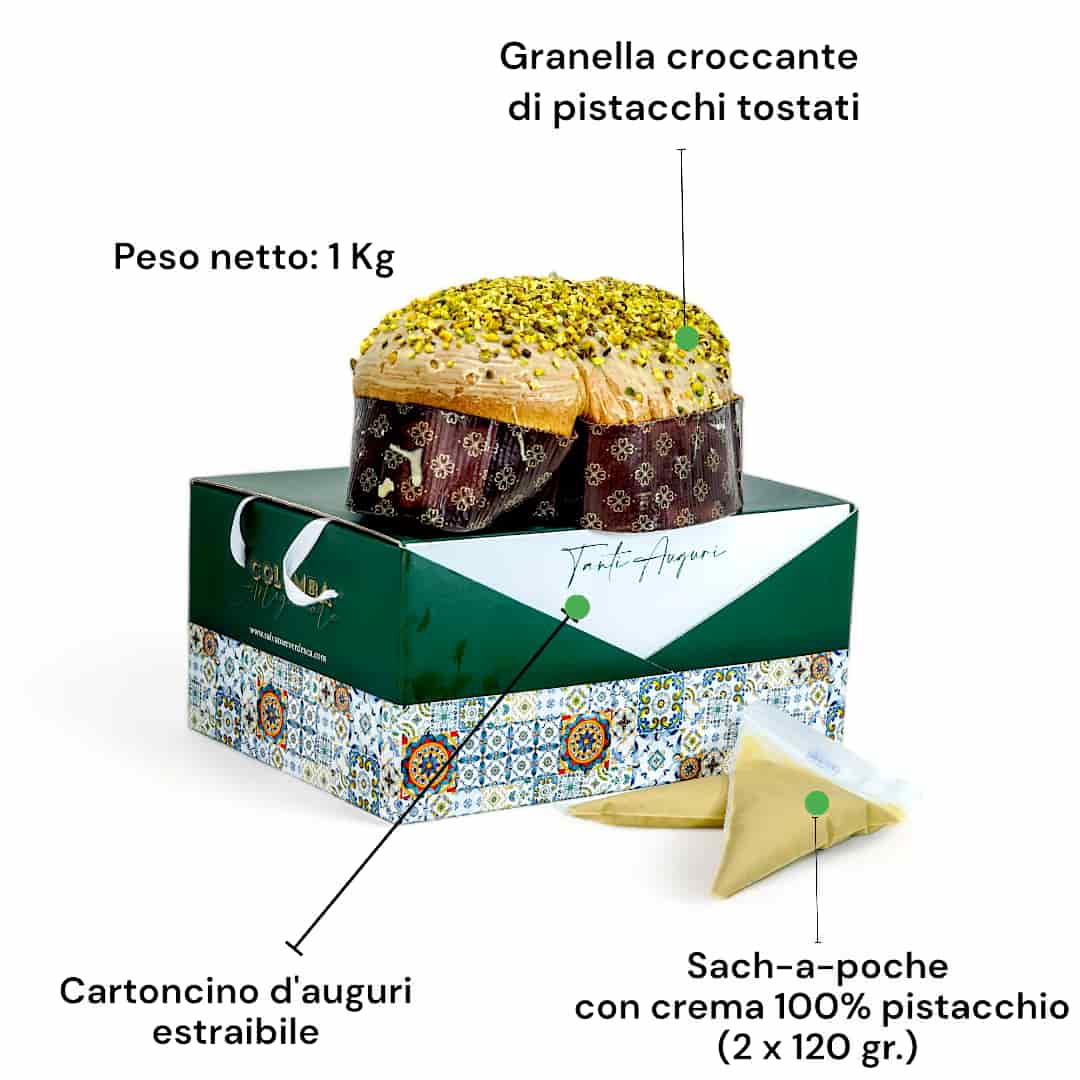 Colomba artigianale alla crema e cioccolato al Pistacchio - 1 Kg. - Salvatore Verdesca